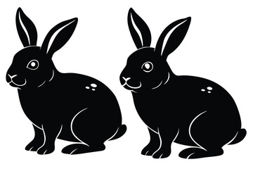 Obraz premium wildlife silhouette collection greeting rabbit vector element