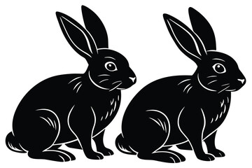 Fototapeta premium wildlife silhouette collection greeting rabbit vector element