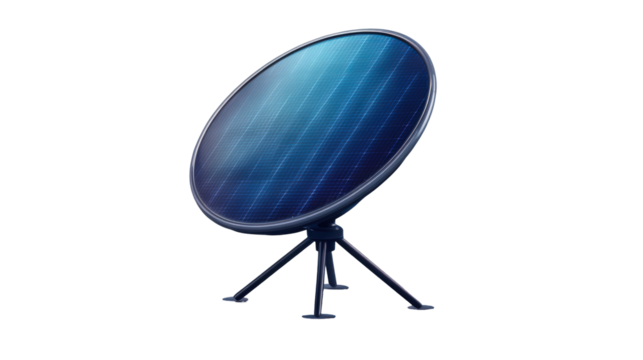 Illustration of a modern satellite dish on a tripod, designed for connectivity