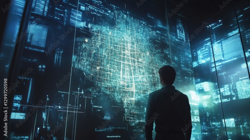 Poster it engineer controlling smart city infrastructure using augmented reality interface with holographic
