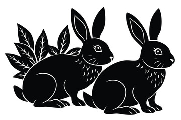 Obraz premium Set of silhouettes of rabbits