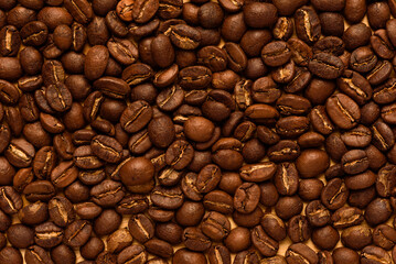 Background of brown roasted coffee beans
