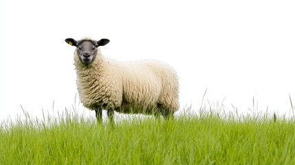 Fototapeta premium Meadow Sheep Isolated Experience with Sheep with Isolated