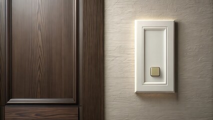 Elegant Light Switch on Textured Wall Beside Dark Wood Paneling