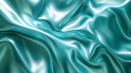 Obraz premium An abstract holographic pattern features a soft gradient of deep greens and blues, shimmering with a metallic, light-reflecting glow.