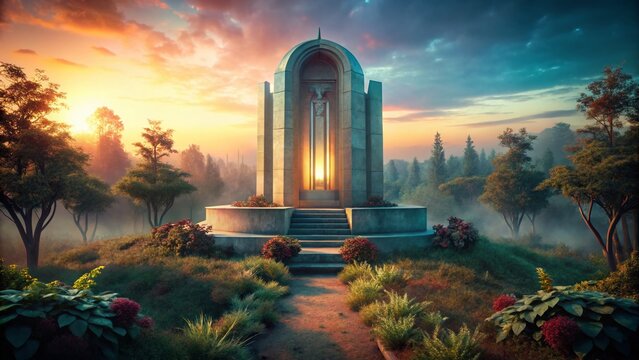 Surreal Sunset over 1934 Bramsche Memorial - Eerie German Landscape Photography
