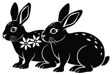 Obraz premium Black side silhouette of a rabbit isolated on white background