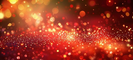 Red And Gold Glitter Lights Bokeh Background