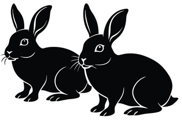 Obraz premium Silhouettes of bunnies isolated on a white background