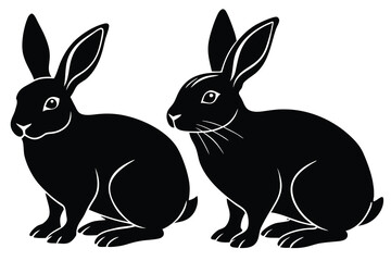 Fototapeta premium Silhouettes of bunnies isolated on a white background