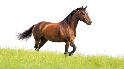 Obraz premium Meadow Horse Isolated Overview with Meadow with White