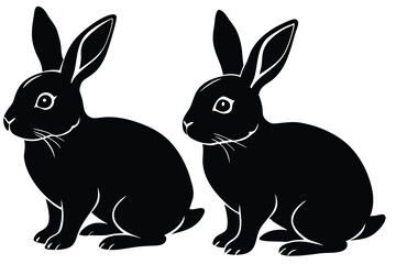 Fototapeta premium Silhouettes of bunnies isolated on a white background
