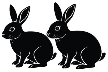 Fototapeta premium Silhouettes of bunnies isolated on a white background