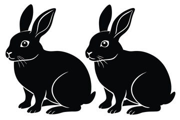 Obraz premium Silhouettes of bunnies isolated on a white background