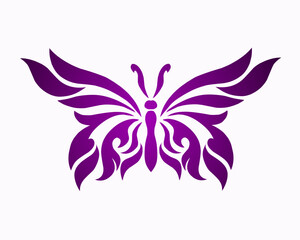 Obraz premium illustration vector graphic of tribal art abstract design Purple butterfly