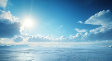 Obraz premium Vast Arctic Ice Landscape Under a Bright Blue Sky