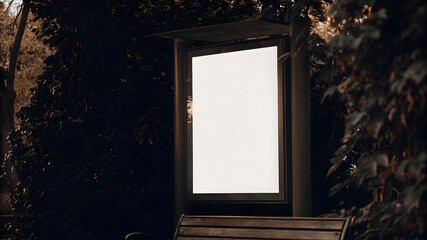 Empty advertising display in a park setting urban environment digital advertisement sunset viewpoint marketing potential