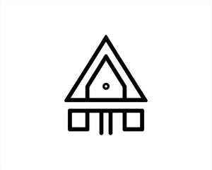 Real estate logo. Outline Building icon logo design vector illustration.