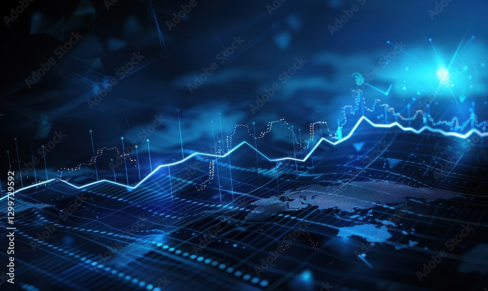 Poster Abstract Blue Digital Data Visualization Graph Chart