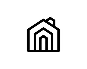 Real estate logo. Outline Building icon logo design vector illustration.
