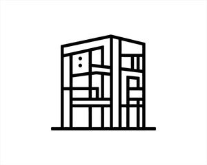 Real estate logo. Outline Building icon logo design vector illustration.
