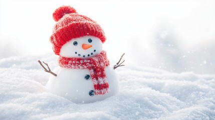 Fototapeta premium Snowy Scene Snowman Experience with Scene with Snowman