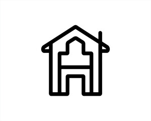 House icon logo design outline vector template.