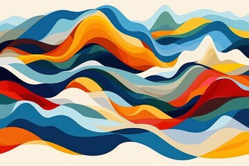 Abstract colorful wavy hills illustration background for website, banner, wallpaper