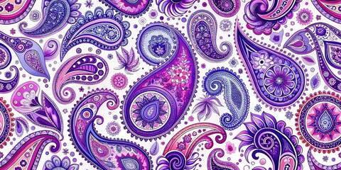 Purple Ombre Paisley Patterns - AI Art