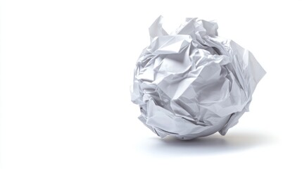 Obraz premium Abstract Crumpled Paper Ball on White Background