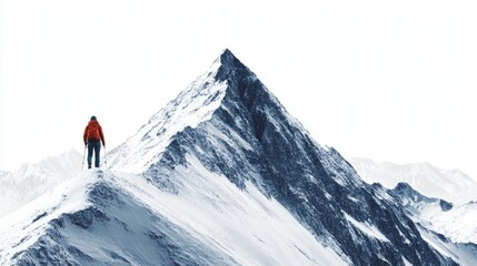 Mountain Hiker Isolated View with White with Hiker