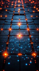 Obraz premium Futuristic grid pathway with glowing lights