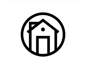 House icon logo design outline vector template.