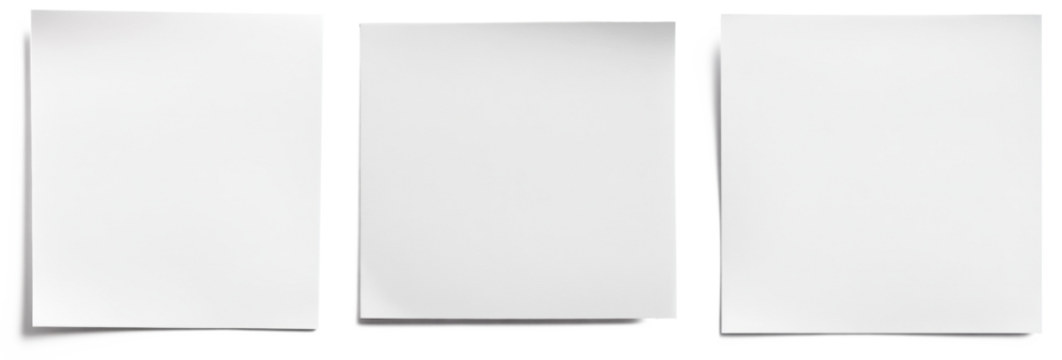 High-Quality PNG three blank white paper sheets isolated on white background