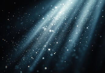 Light rays streaming through particles creating a magical atmosphere in deep space with shimmering dust and ethereal glow dancing in the air