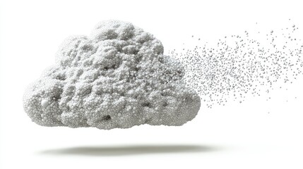 3D rendering of a dissolving cloud, data loss concept.