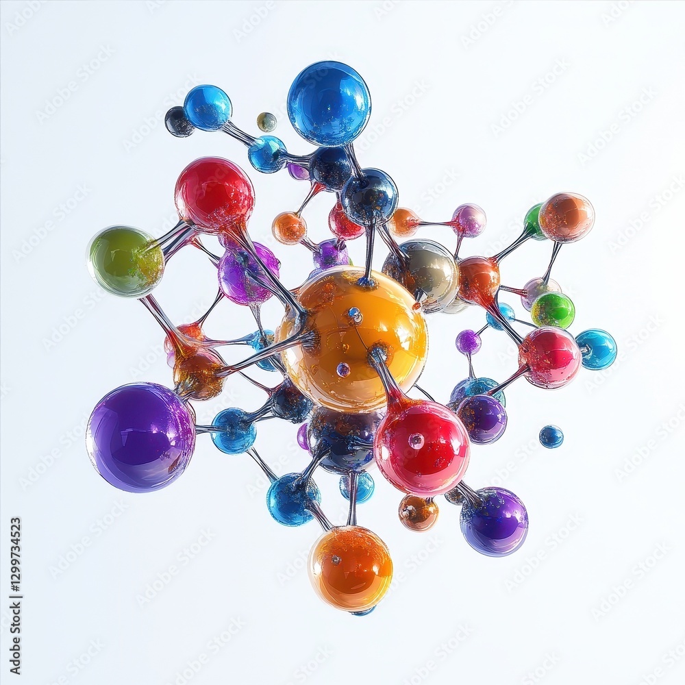 Poster Colorful Abstract Network of Interconnected Spheres