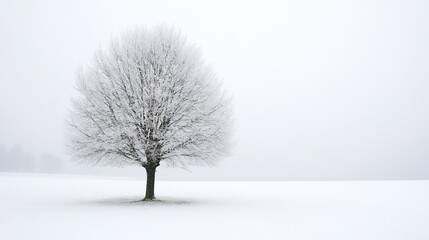 Snowy Landscape Tree Scene with Tree with Isolated