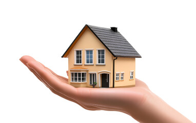 A house in the palm of your hand on a transparent background, PNG file
