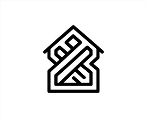 Real estate logo. Outline Building icon logo design vector illustration.