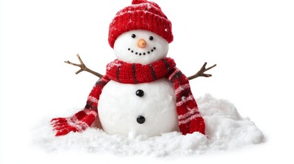 Snowy Scene Snowman Overview with Isolated with Scene