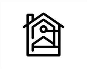 House icon logo design outline vector template.