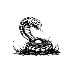 Obraz premium Reptile Snake Protecting Nest Sketch Vector Design Element