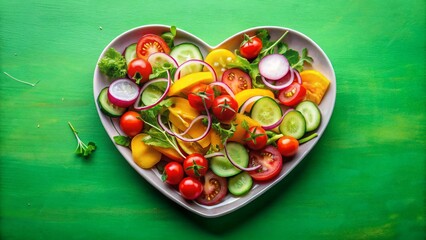 Vegan Heart-Shaped Salad: Fresh Tomato, Cucumber & Microgreens