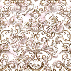 Delicate Lace-Inspired Seamless Pattern in Blush Pink and Champagne Gold