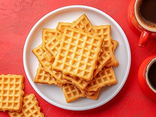 Waffles & Coffee on Red