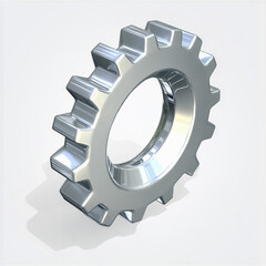 Metallic gear wheel isolated on a white background. Generative AI.