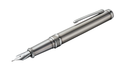 High-quality silver pen png on transparent background for professional design projects and office presentations.