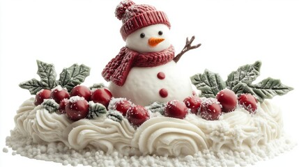 Snowy Scene Snowman View with Isolated with White