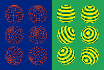 Earth Ball with Grid and Stripe Patterns
